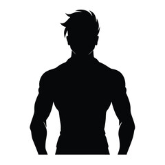 Fototapeta premium Black Silhouette of Man Walking Alone at Dusk