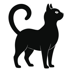 Silhouette of a cat in black vector illustration