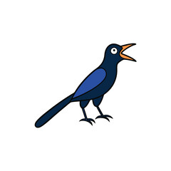 Common Grackle Bird Screams Icon Vector