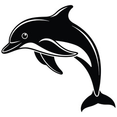 Minimalist illustration of a dolphin in simple design
