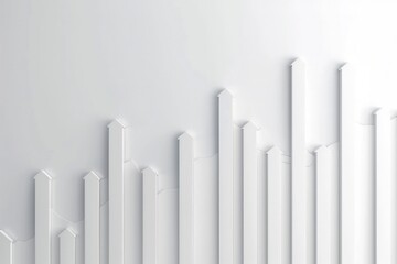 Obraz premium White background featuring a bar graph with a steep rise in stock values, indicating a sudden market surge.