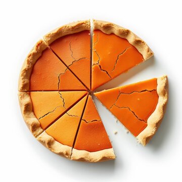 Pumpkin Pie Sliced into  Triangles