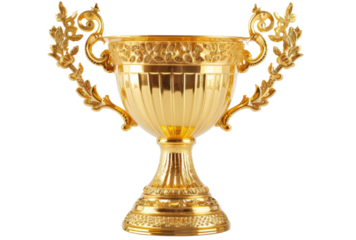 Gold trophy cup isolated on transparent backgorund PNG