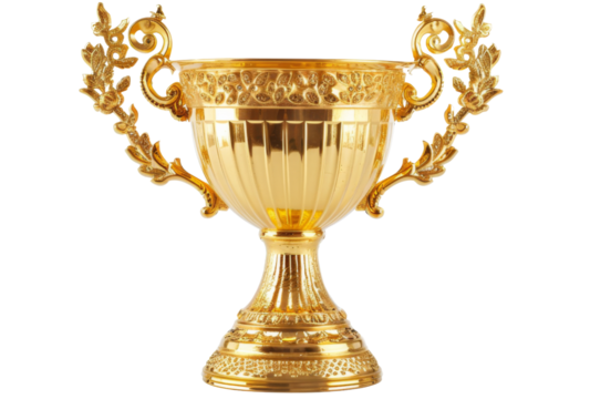 Gold trophy cup isolated on transparent backgorund PNG