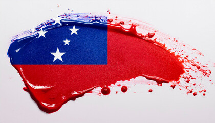 Paint stain in the colours of the Samoan flag
