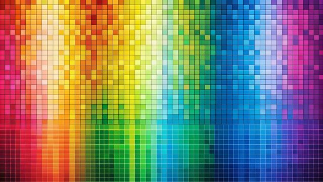 Rainbow Pixel Grid, Abstract Art, Color Gradient, Mosaic Design, Digital Art, pixel, rainbow