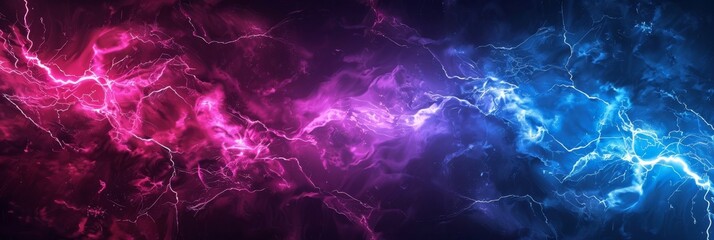 Fototapeta premium The composition is visually dynamic, with neon lightning and electric energy lines creating a striking image