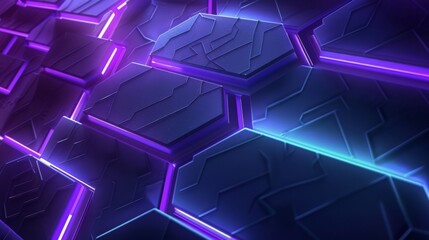Complex and futuristic hexagonal technological background with glowing lines, evoking depth and sophistication