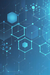 Obraz premium A seamless blue geometric pattern with hexagons and network lines, blending technology and science for a modern design wallpaperA seamless blue geometric pattern with hexagons and network lines, blend