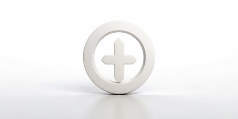 Obraz premium White Circle with Cross Inside, 3D Render, Abstract, Symbol, White Background, cross, circle