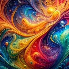 Fototapeta premium Abstract Swirling Paint with Vivid Colors and Bubbles, abstract art, liquid art, swirling paint, acrylic paint