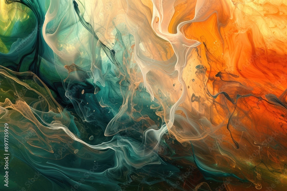 Aufkleber chaotic blend of fluid and rigid abstract elements