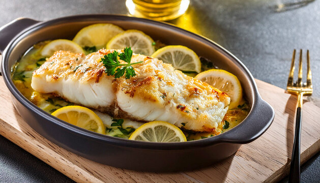 Baked cod dish