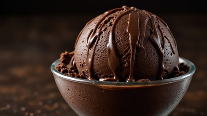 single perfectly rounded scoop of rich velvety choco