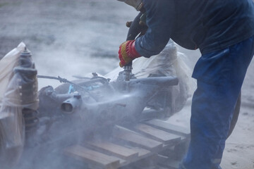 sandblasting of car elements, restoration of power elements. Rust removal