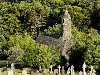 Saint Kevin Church in Glendalough valley, Wicklow, Ireland