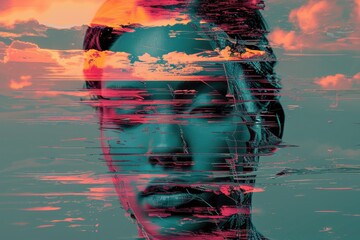 digital art representation with pixelated and glitched elements