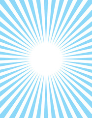 縦向きの青い集中線の背景フレームイラスト