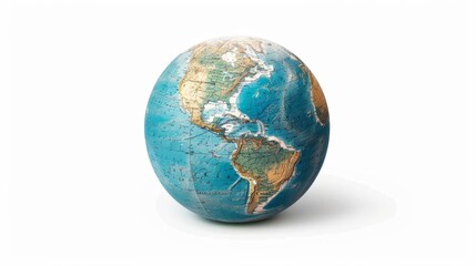 Fototapeta premium A detailed globe on a plain white background