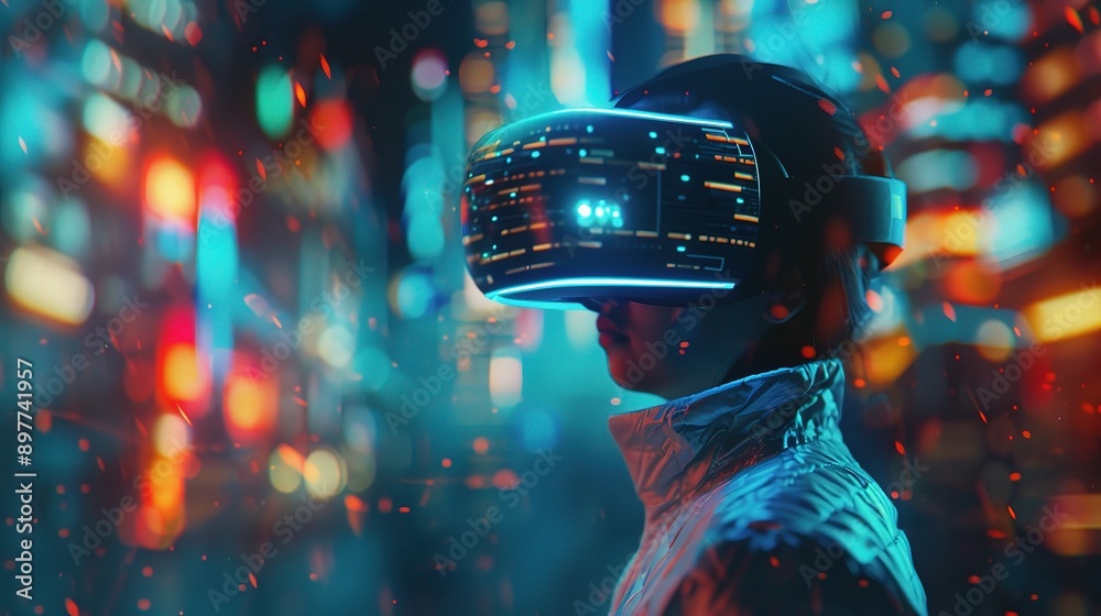 Poster virtual reality, programming and fun experiences for tech fans. mixing programming with vr tech for 