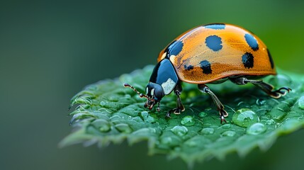 Fototapeta premium a close up of a beetle on a leaf