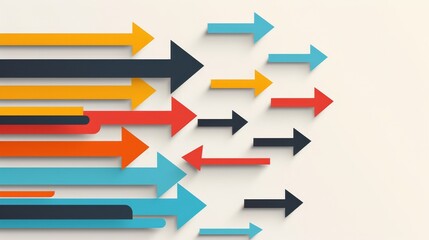 An infographic with arrows of different sizes and colors pointing in various directions, showing market trends