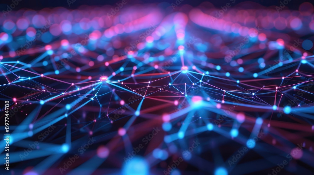 Poster abstract network technology background with glowing points and connections, symbolizing information 