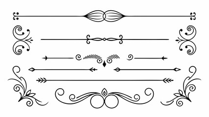 Elegant Set of Isolated Decorative Lines, Dividers, Swirls, and Frames for Text Enhancemen