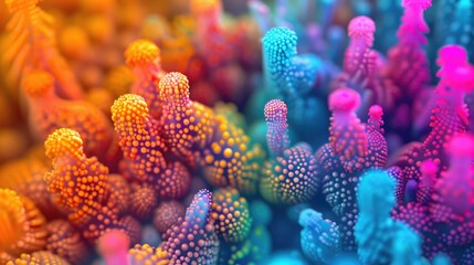 Fototapeta premium Abstract 3D ecosystem with vibrant colors, symbolizing the diversity of environmental protection.