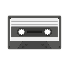Obraz premium vector illustration of cassette tape. old technology, audio, music, sound recorder. black and white. nostalgia, vintage