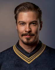 Obraz premium Portrait of a European man with moustache