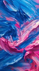 Abstract vibrant paint swirls in blue and pink hues