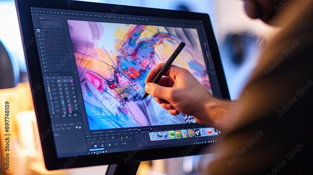 Poster responsive touchscreen monitor for creative work