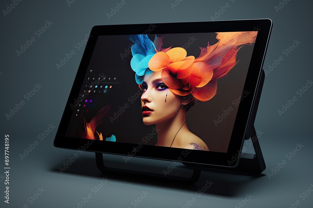 Poster responsive touchscreen monitor for creative work