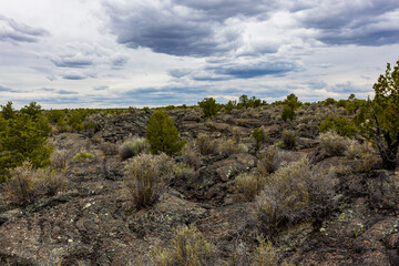 Extremely rugged landscape across the lava field.