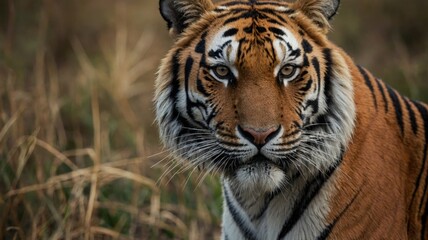 Fototapeta premium Tiger in African savannah, wildlife concept.