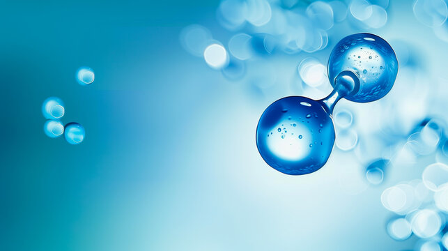 hydrogen molecules with blue background