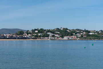 White houses and villas of Cibourne on Basque coast, famous resort, known for beautiful architecture, nature and cuisine, South of France, Basque Country