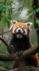 Portrait of a cute red panda. International Red Panda Day.