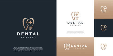 Minimalist dental clinic logo with love symbol logo design, clinic logo icon