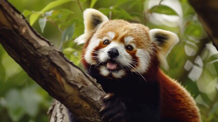 Portrait of a cute red panda. International Red Panda Day.