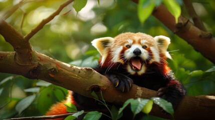 Portrait of a cute red panda. International Red Panda Day.