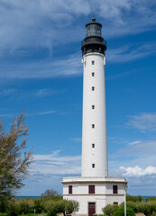 Lighthouse of Biarritz in touristic Biarritz city, Basque Country, Bay of Biscay of Atlantic ocean, France