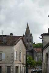 Fototapeta premium Souillac small market town in Lot department in France, on river Dordogne in agricultural region known for its walnuts, strawberries, houses and streets