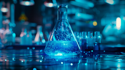 Hydrogen in a laboratory container bottle