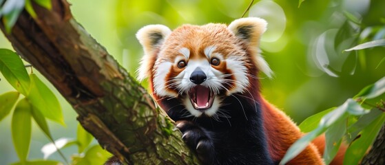 Obraz premium Red panda. Ailurus Fulgens. International Red Panda Day.