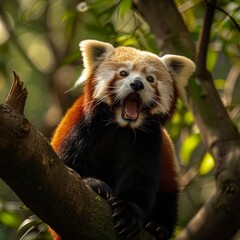 Obraz premium Red panda. Ailurus Fulgens. International Red Panda Day.
