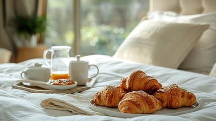 Breakfast in Bed with Croissants