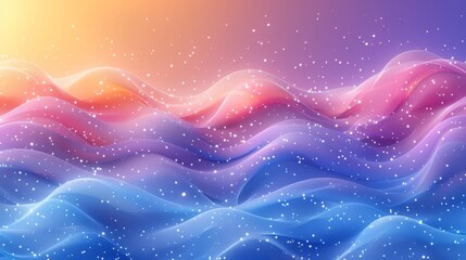 Twilight colors of pink, blue, and purple blend into an abstract and lively pattern with twinkling stars