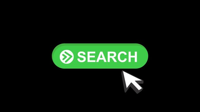 cursor animation pointing towards search button in looping with transparent background